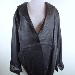 Michael Hoban for North Beach black leather jacket 5/6 shawl collar 5 6 oversize